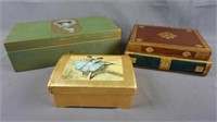 3 Vintage Decorative Jewelry and Keepsake Boxes