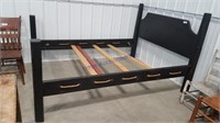 Queen bed frame made to look like a rope bed