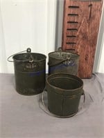 3 tin cans with handles
