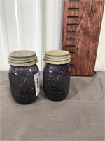 2 purple glassjars zinc lids