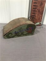 Decorative wooden piece with handle and copper lid