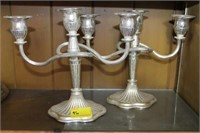 PAIR OF ZINC - 3 ARM CANDLABRAS