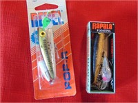 (2) Fishing Lures Rebel & Rapala w. packages