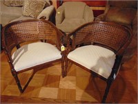 (2) woven back parlor chairs