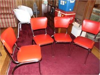(4) Retro, chrome type, red kitchen chairs