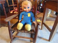 Mrs. Beasley doll w. wood child's rocker