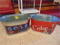 (2) metal Coca-Cola tubs