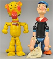 POPEYE AND JEEP WOODEN FIGURES