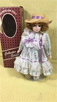 14" collector series porcelain doll with stand