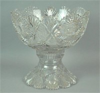 CUT GLASS PUNCH BOWL AND STAND