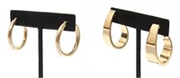 14K Gold & 10K Gold, Modern & Hoop Earrings 2 Pair