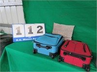 2 SUITCASES AND A THROW PILLOW- THESE ITEMS