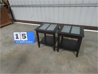 2 END TABLES WITH GLASS INSETS -