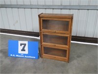 OAK BOOKCASE WITH LIFT TOP GLASS DOORS-