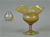 (2) TIFFANY GOLD FAVRILE GLASS VASES