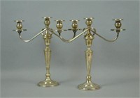 PAIR OF WEIGHTED STERLING CANDELABRA
