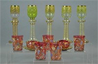 (14) PIECE ENAMELED & GILDED GLASS GROUP