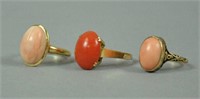 (3) GOLD CORAL RINGS