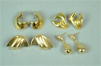 (4) PAIRS 14K HOLLOW GOLD EARRINGS
