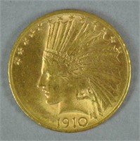 1910-D US GOLD INDIAN EAGLE $10 COIN