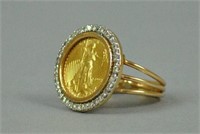 1992 AMERICAN $5 GOLD EAGLE COIN RING