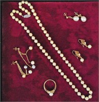 (5) PIECE 14K CULTURED PEARL JEWELRY GROUP