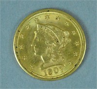 1907 US GOLD CORONET HEAD QUARTER EAGLE $2.50 COIN