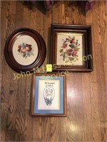 3 Framed Needle work Pictures
