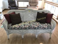 White wicker Sofa with Cushion and Pillows