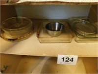 Pyrex dishes, pie plates, covered casserole,