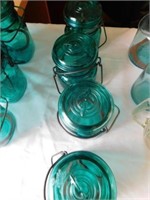 4 small jelly jar emerald green Ball Mason jars