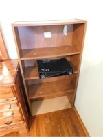 Bookcase, 4 shelf, 47"H x 25"W x 10"D, 2 cut-outs