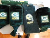 Green Bay club covers (3), flag, hand towel