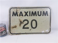 Panneau routier Maximum 20 en métal