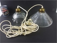 2 lampes suspendues en verre
