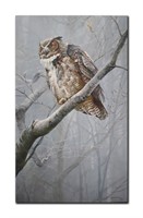 Robert Bateman's "Winter Mist- Great Horned Owl" L