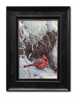 Robert Bateman's "Winter Cardinal" Framed Rigiclee