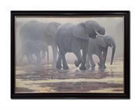 Robert Bateman's "By The River- Elephants" Limited