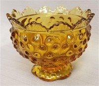 FENTON AMBER HOBNAIL ROSE CANDLE HOLDER