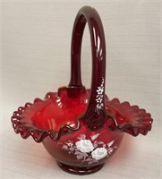 FENTON RUBY RED BASKET