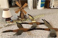 Lamp, Windmill, geese