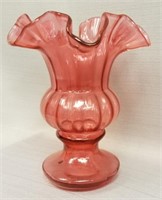 FENTON RUBY RED MELON RIBBED VASE