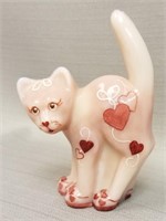 FENTON LOVE YOU CAT PINK MARBLE