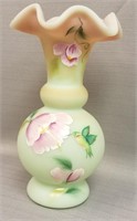 FENTON BURMESE HUMINGBIRD VASE