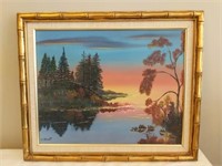 Original Framed Sunset Oil Painting