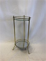 Brass And Mirror Round Plant Stand