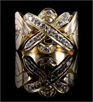 Heavy Mid-Century 18k Gold & Diamond Ring