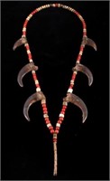 Plains Indian Bear Claw & Trade Bead Necklace