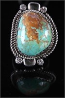 Signed Navajo Old Pawn Royston Turquoise Ring