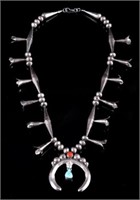 Navajo Old Pawn Sterling Squash Blossom Necklace